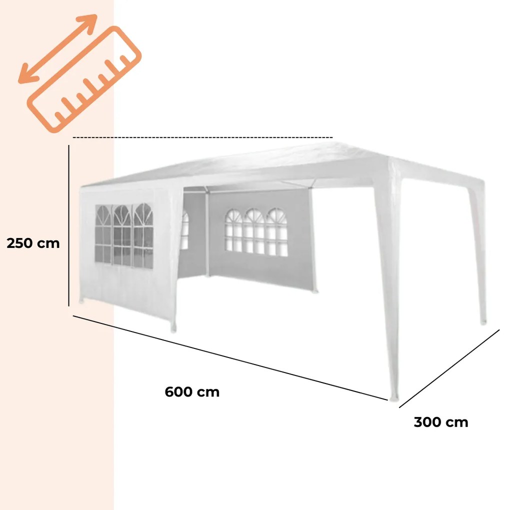 Párty stan NEAPOL, 3x6m, biela Jurhan