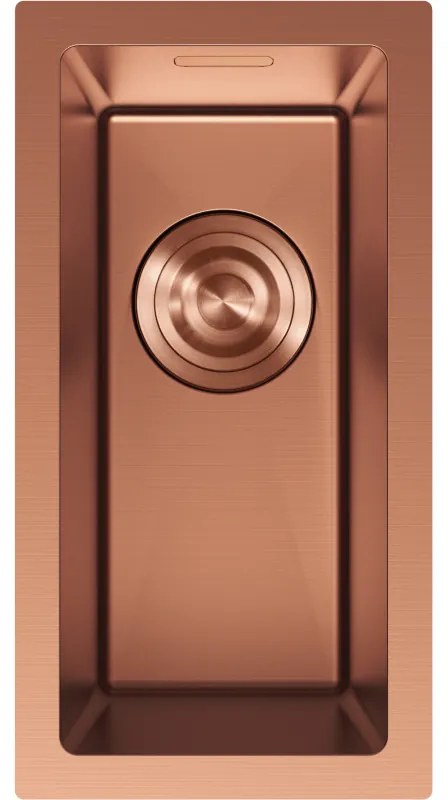 Mexen Trixo, 1-komorový nerezový drez 230 x 440 mm, brúsená meď, 6411221000-65