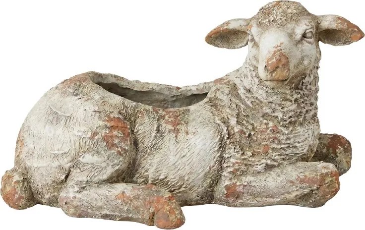 Béžová antik dekorácia kvetináč v tvare ovce - 58*31*33 cm