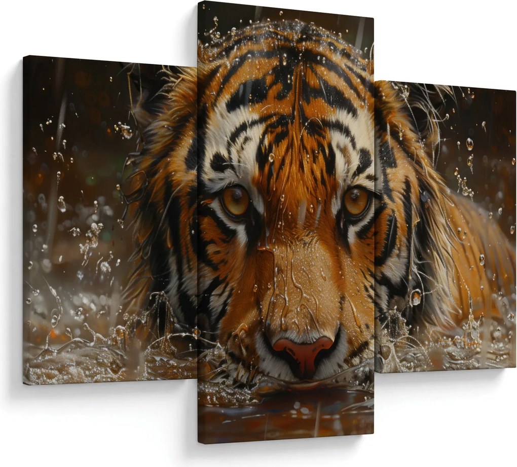 Obraz - Portrét tigra vo vode (90x60 cm)