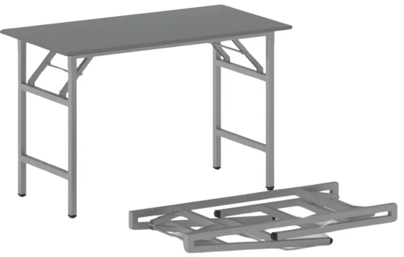 Konferenčný stôl FAST READY, 120x60 cm, sivostrieborná podnož, grafit