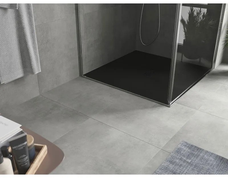 Mexen Hugo, štvorcová sprchová vanička SMC 100 x 100 cm, čierna, čierna krytka, 42701010-B