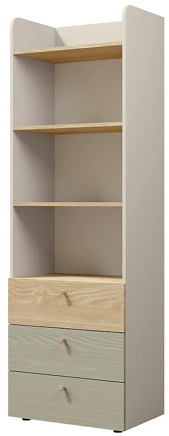 Regál Yuki 5 Eukalyptus/Sivá Béžová/Olejovaný Dub