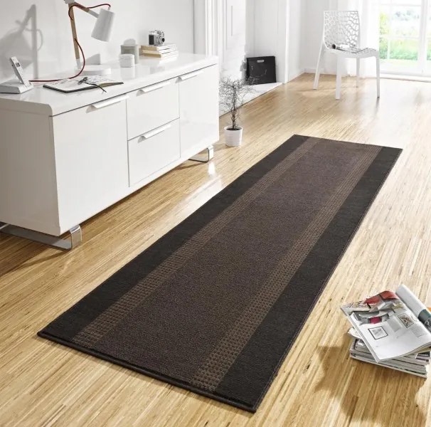 Hanse Home, Koberec behúň Basic 102500, 80x400, hnedá, chodba / predsieň