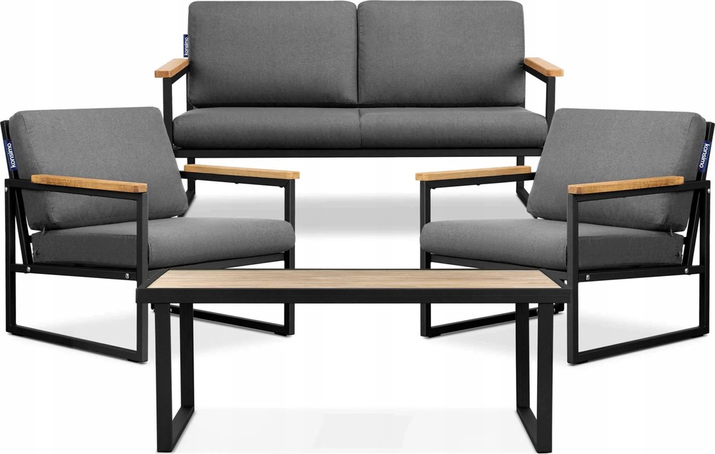 Sada záhradného nábytku stôl pohovka stoličky čierna/sivá Konsimo Tribo