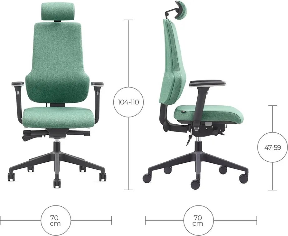 Ergonomická kancelárska stolička MOSH Elite F – zelená