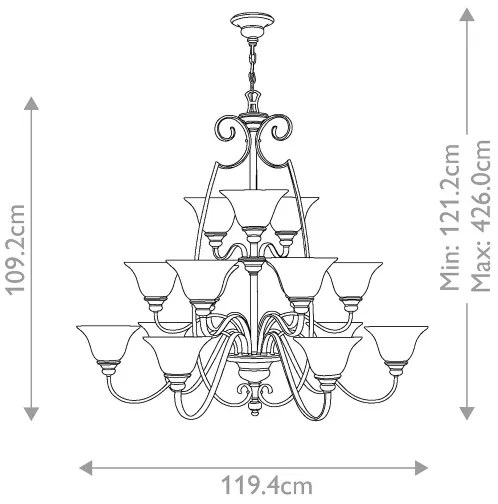Hinkley HK-CELLO15 - Luster na reťazi CELLO 15xE27/60W/230V