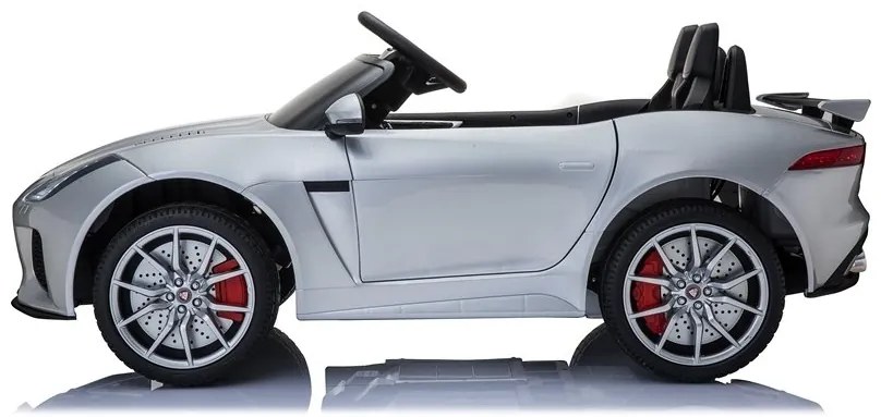 LEAN TOYS ELEKTRICKÉ AUTÍČKO JAGUAR F TYPE SVR - LAKOVANÉ - STRIEBORNÉ - 2x45W - 1x12V4,5Ah - 2023