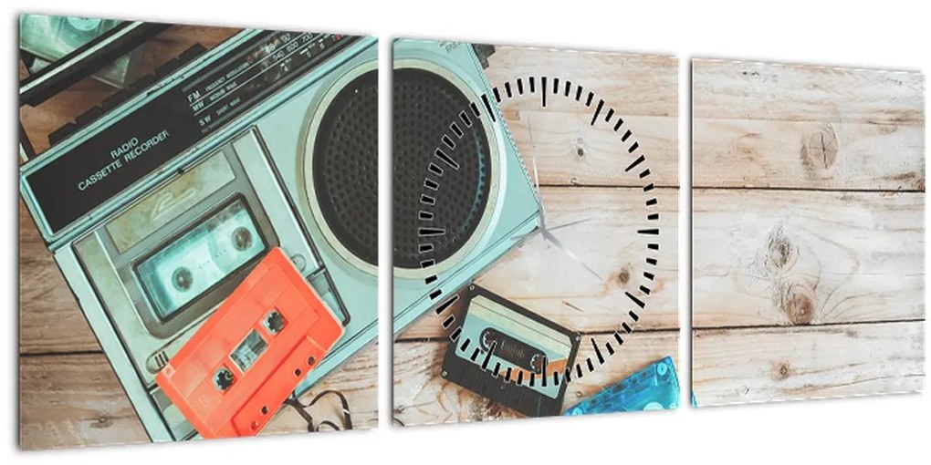 Obraz - Retro rádio (s hodinami) (90x30 cm)