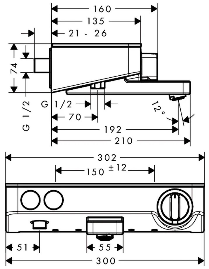 Hansgrohe ShowerTablet Select, termostatická vaňová batéria 300, chrómová, 13151000