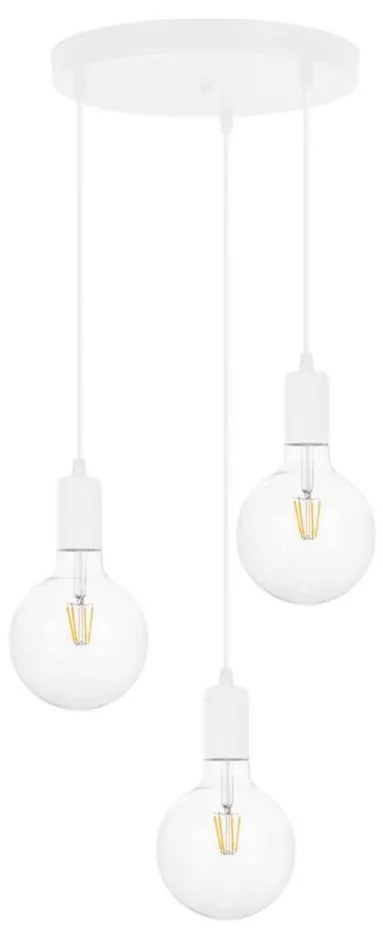 Luster na lanku MIROS 3xE27/60W/230V guľatý biely