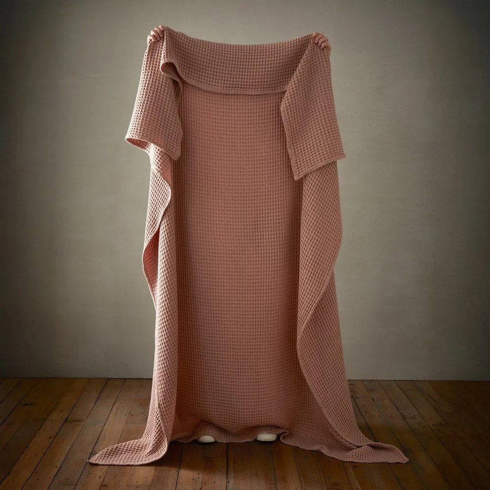 Staroružová bavlnená deka 150x200 cm Jaipur Chunky Waffle – Pineapple Elephant