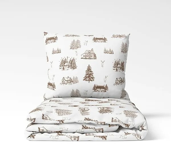 Vianočné bavlnené obliečky Zimná krajina, 140 x 200 cm, 70 x 90 cm