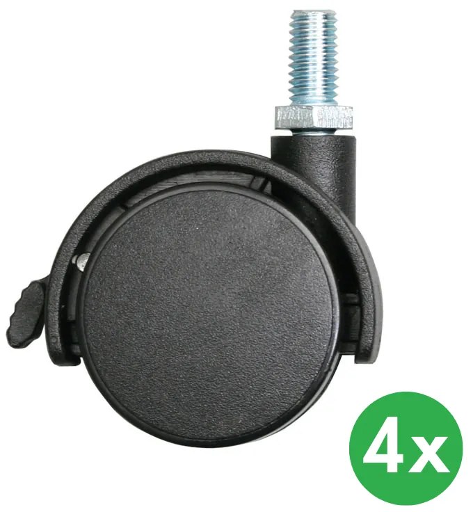 Súprava 4 koliesok k regálom, 38 mm, 15 kg