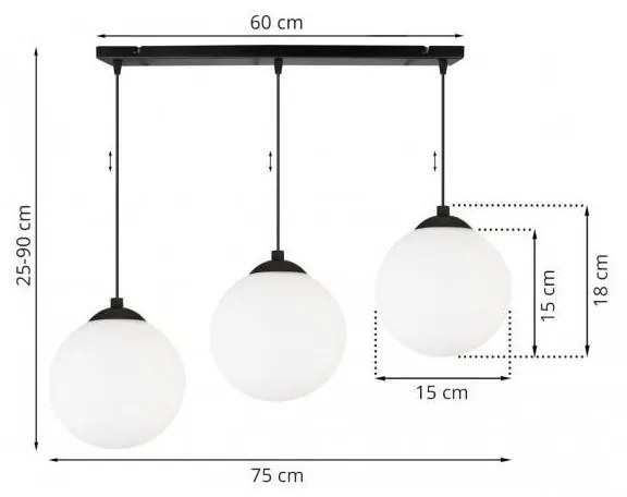 Závesné svietidlo Florence, 3x biele sklenené tienidlo