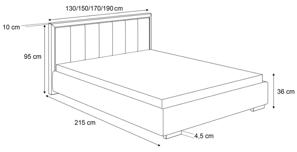 ČALÚNENÁ POSTEĽ MIRABELA 120x200 TMAVOSIVÁ ZAMATOVÁ LÁTKA JASMINE 96 S ROŠTOM