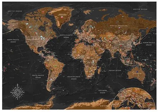 Samolepiaca fototapeta - World: Stylish Map Veľkosť: 245x175, Verzia: Samolepiaca