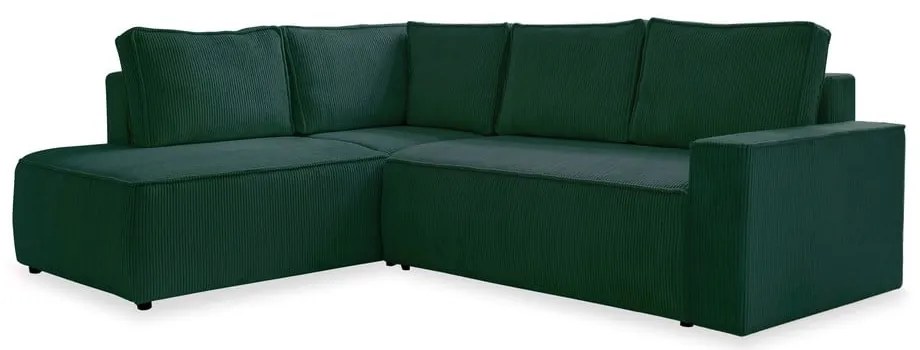 Tmavozelená menčestrová rozkladacia rohová pohovka (ľavý roh) Brave Dave – Miuform