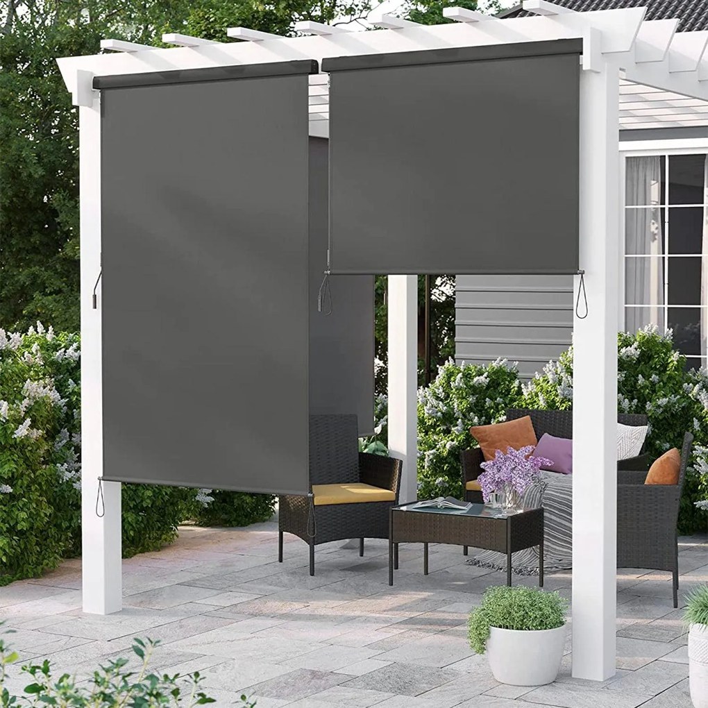 Zvislá markíza pre exteriér vodotesná 1,4 m x 2,5 m, šedá