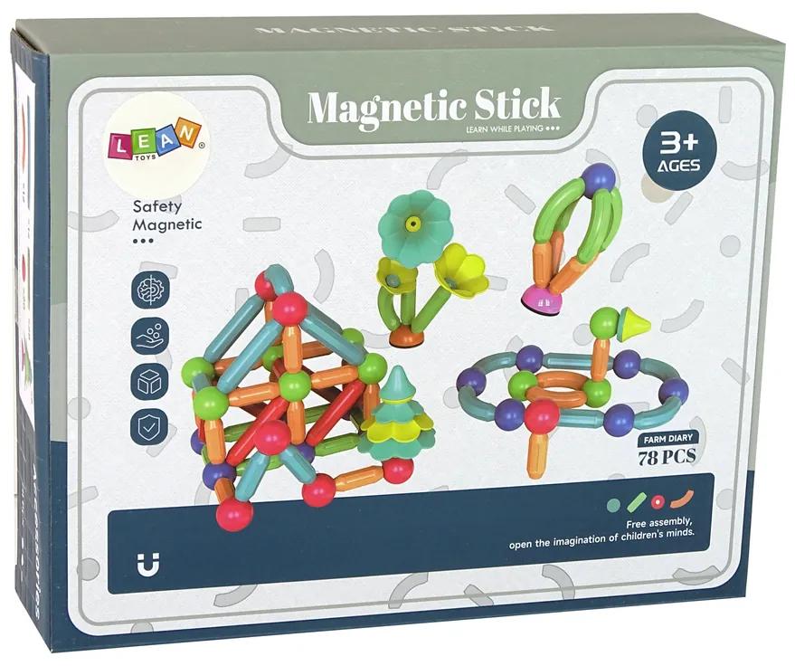 Lean Toys Magnetické plastové stavebné bloky 78 prvkov