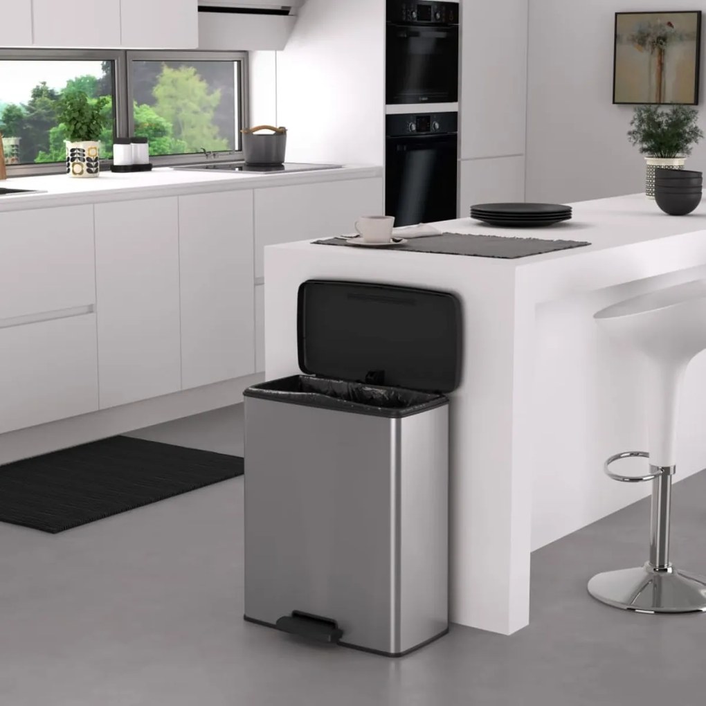 Curver Odpadkový kôš DECO BIN 65 l, strieborný