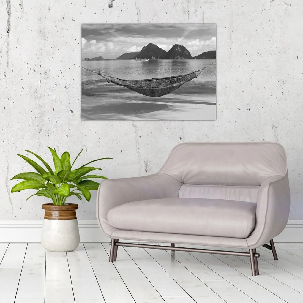 Obraz - Hojdacia sieť na pláži (70x50 cm)