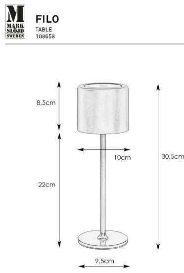 Markslöjd 108658 - LED Stmievateľná nabíjacia lampa FILO LED/2W/5V IP44 30 cm biela