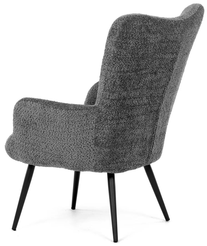 Autronic - Křeslo "ušák", potah šedá látka, nohy černý kov. - AK-W1206 GREY2