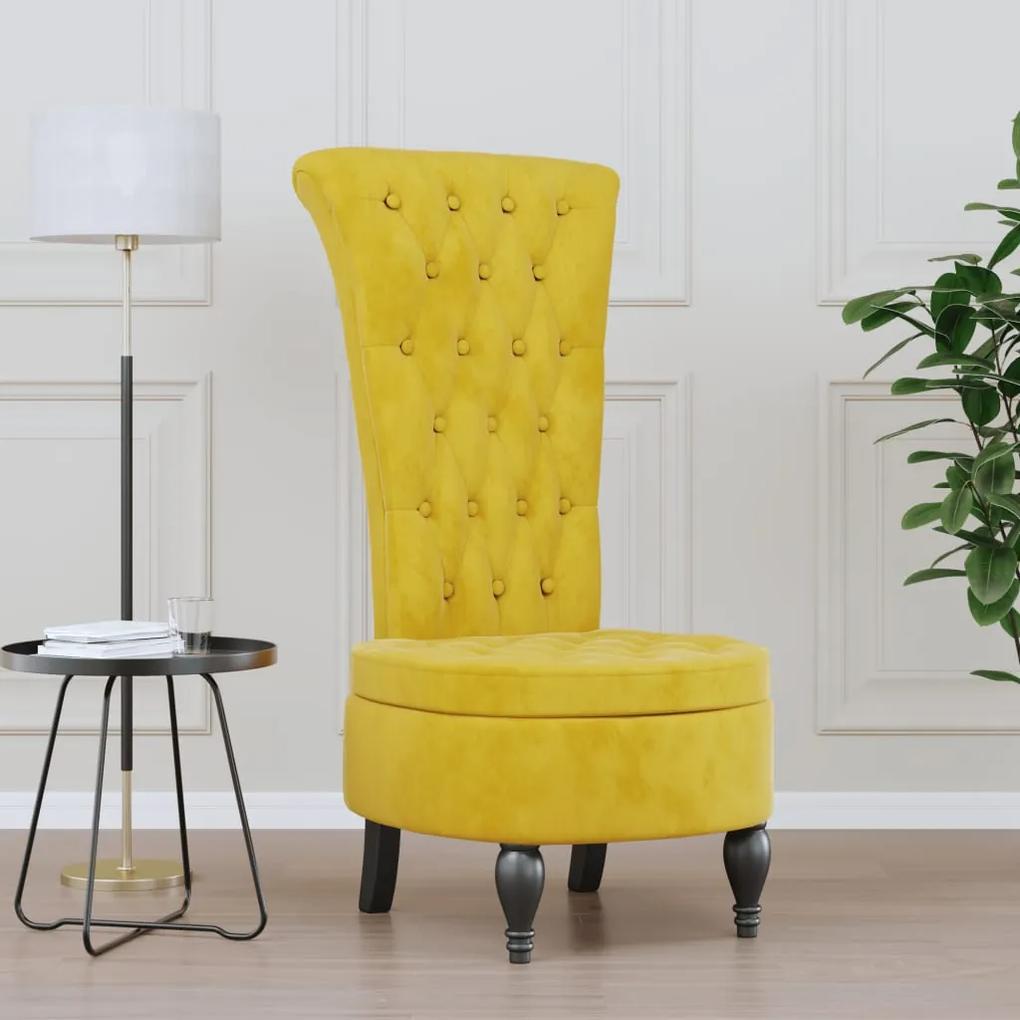 Stolička s vysokým operadlom, žltá, zamat, s gombíkmi 352469