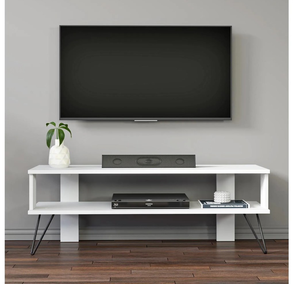 TV stolík/skrinka Dual (biela). Akcia -20%. Vlastná spoľahlivá doprava až k Vám domov. 1107984