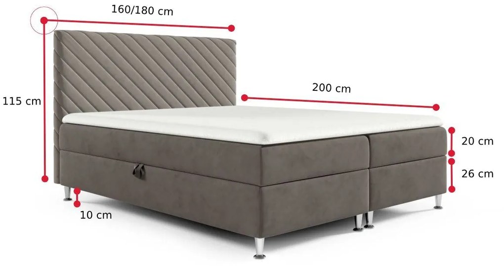 Čalúnená posteľ boxspring TEX 2 - Fresh 02 / 160x200