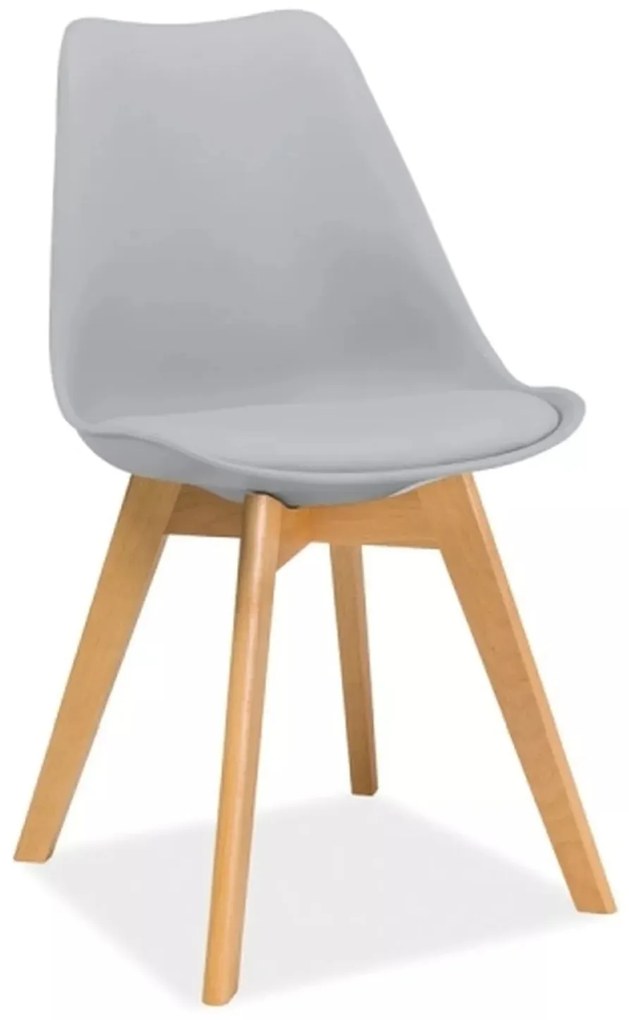 Jídelní židle Kris z masivu buk/eko kůže světle šedá