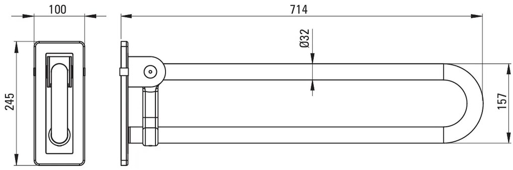 Deante Lehnen, sklopné nástenné držadlo 70cm, oceľová-antracitová, DEA-NIL_042D