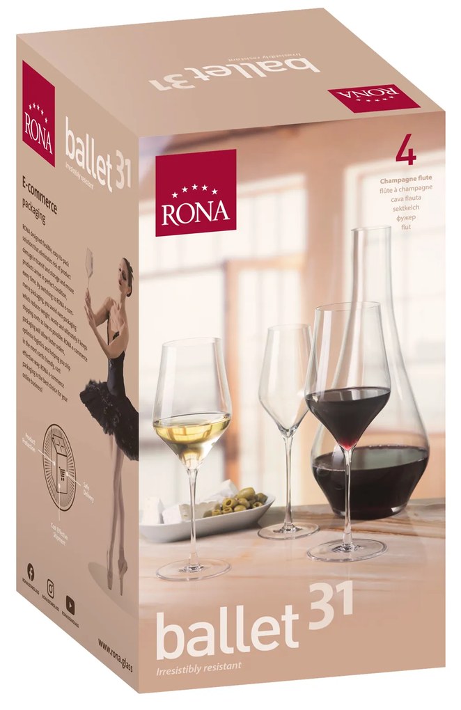 RONA 4x Pohár na sekt BALLET 310ml