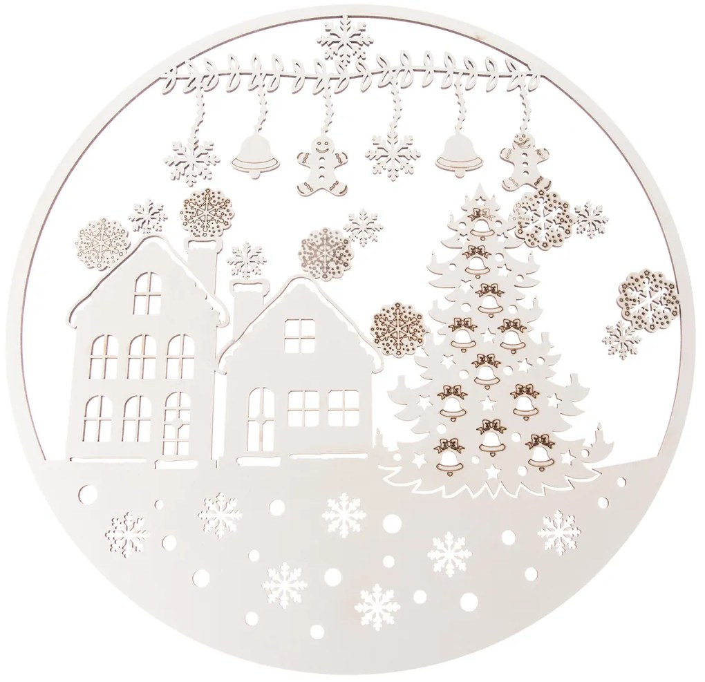 Drevená vianočná dekorácia na stenu Perníkový muž,37 cm