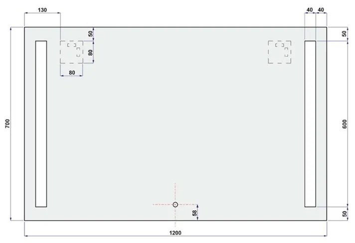 Mereo, Zrkadlo 120x70 cm s LED osvetlením, MER-CN696