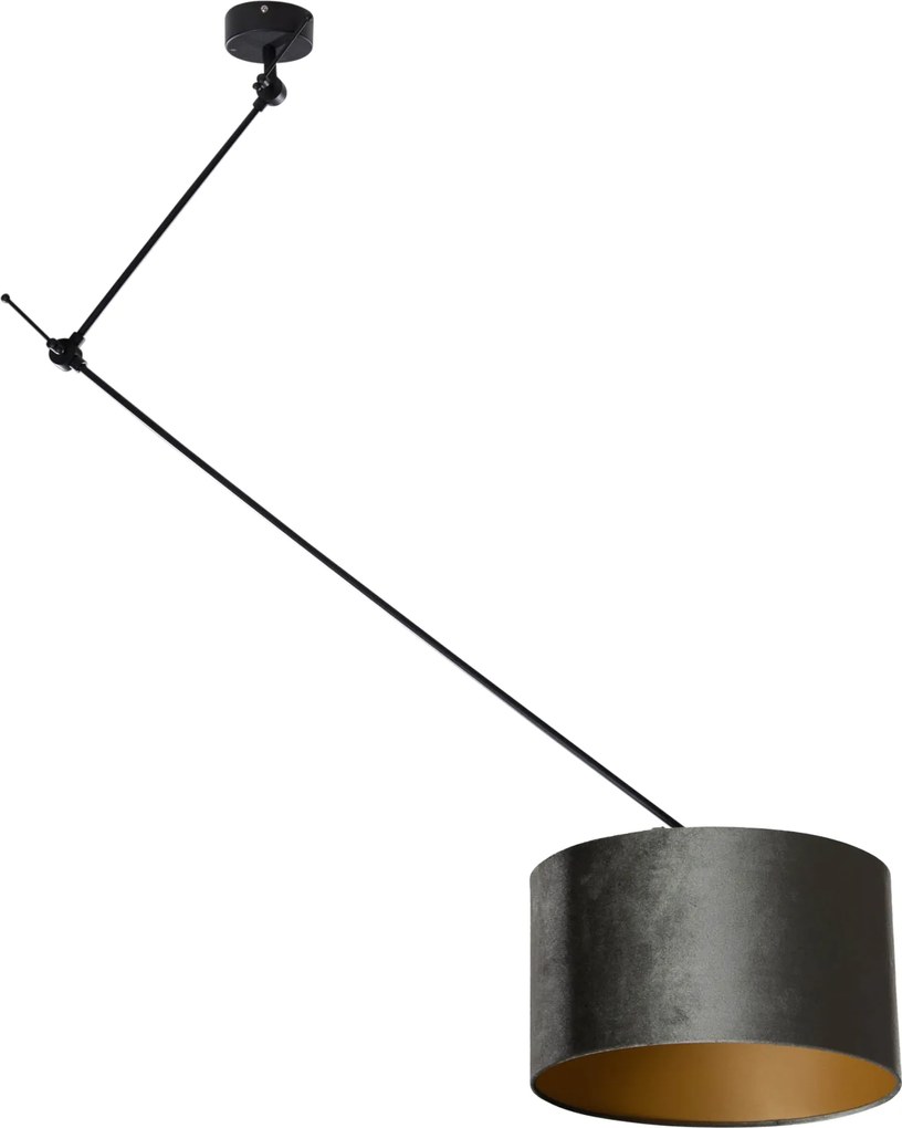 Závesná lampa čierna so zamatovým tienidlom zelená 35cm - Blitz