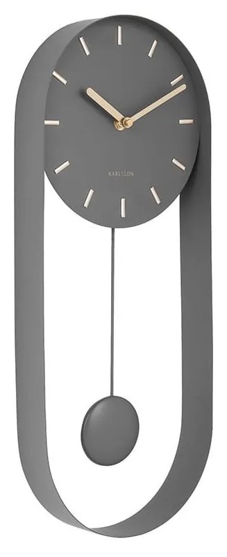 Nástenné hodiny Pendulum Charm Steel šedá 50 × 20 × 4,8 cm