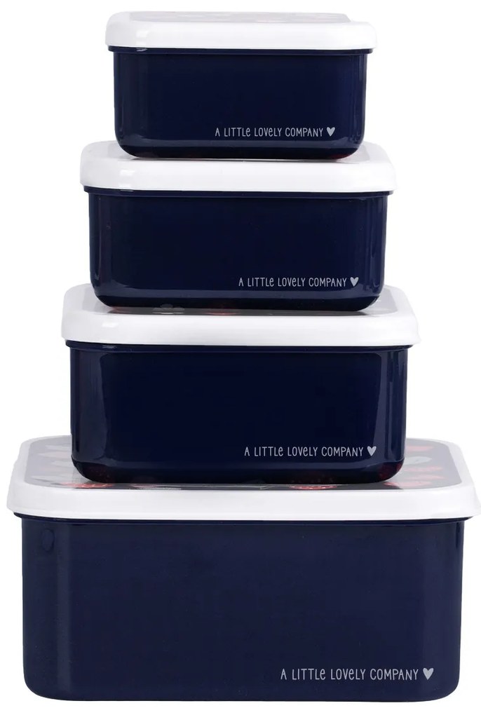 A Little Lovely Company - súprava štyroch desiatových škatuliek - jahody