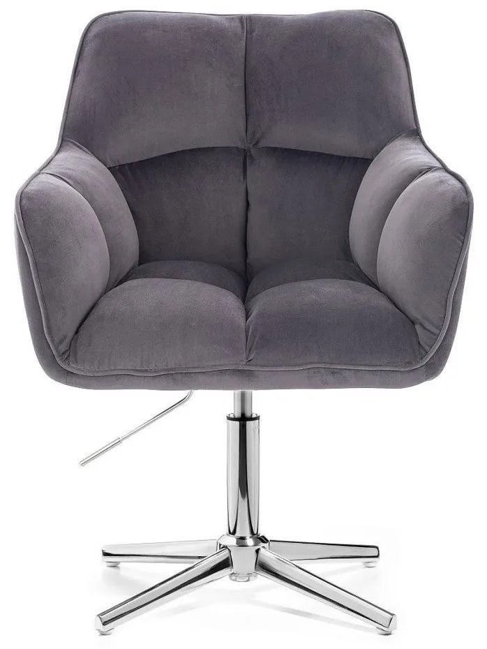 LuxuryForm DESIGN Kreslo AMALFI VELUR na striebornom kríži - tmavosivé