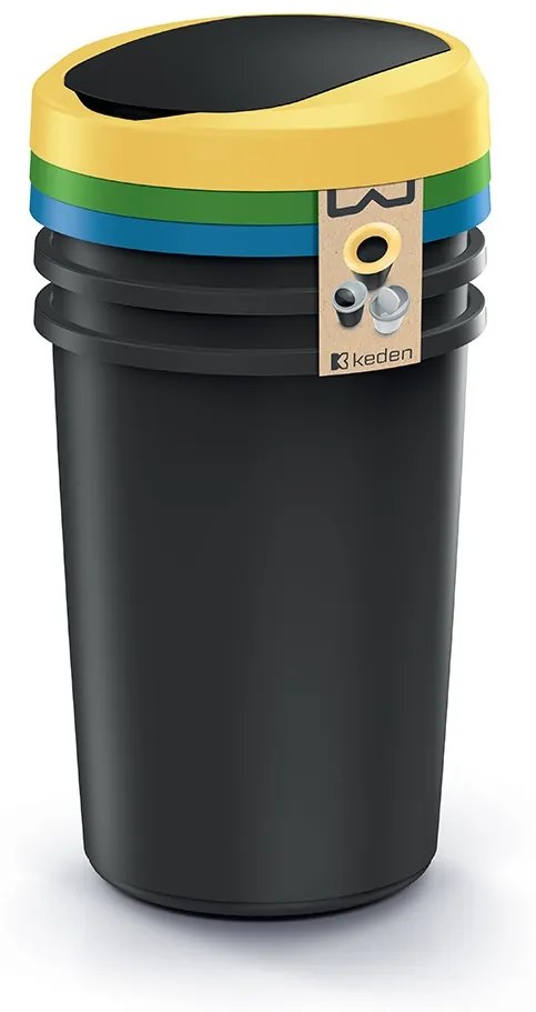 Odpadkový kôš COMPACTA R FLAP SET recyklovaný čierny, 3x40l