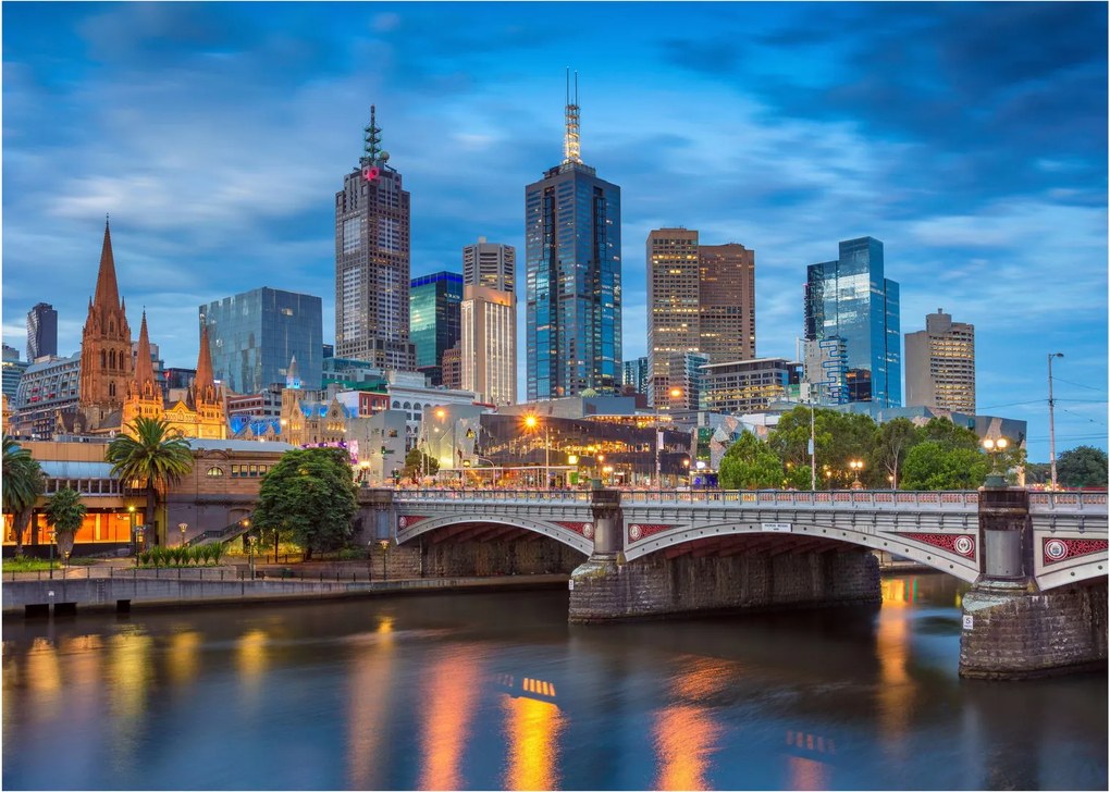 Sklenený obraz mesta Melbourne (70x50 cm)