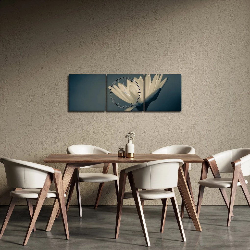 Obraz kvetu (s hodinami) (90x30 cm)