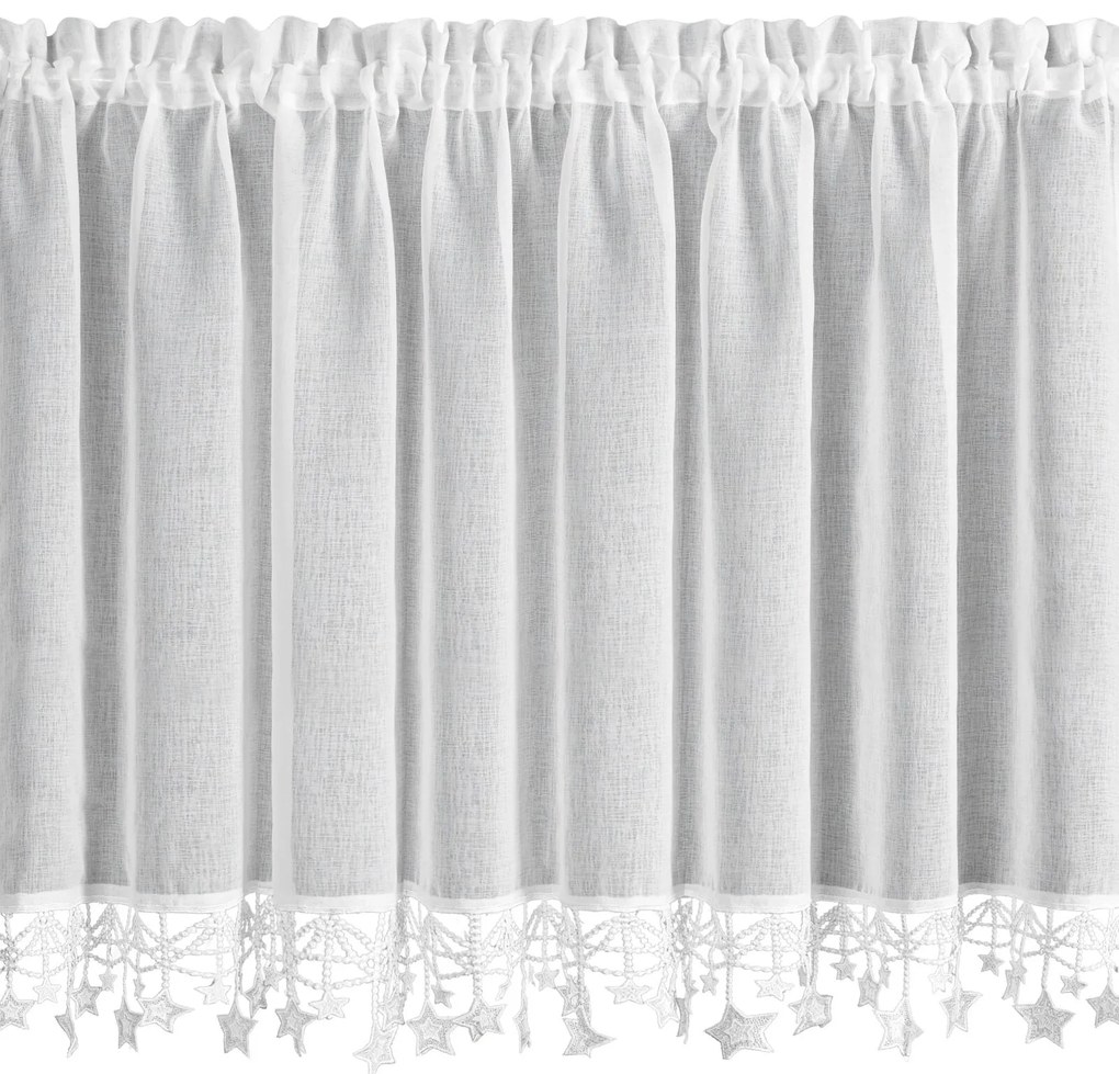 KRÁTKA VIANOČNÁ ZÁCLONA NA PÁSKE XMAS 90X150 CM HVIEZDY