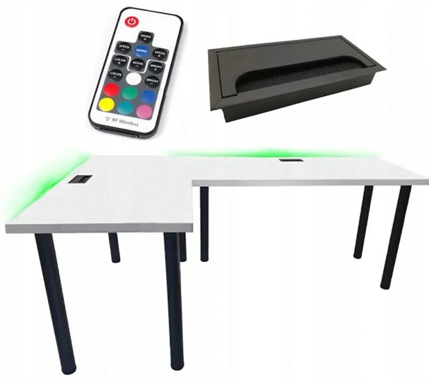 Písací Stôl Roh. Top Biely 180x120x2,8 Model 2