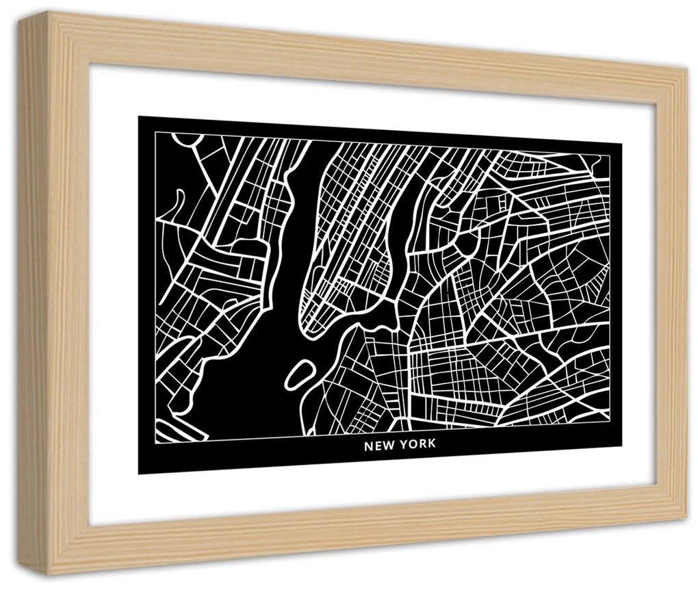 Gario Plagát City plan New York Farba rámu: Bez rámu, Rozmery: 90 x 60 cm