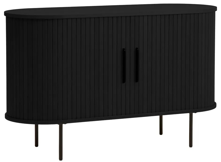 Čierna komoda v dekore duba s posuvnými dverami 120x76x45 cm Nola – Unique Furniture