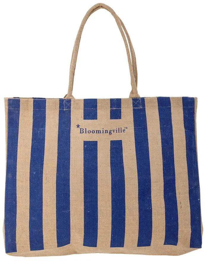 Bloomingville Nákupná taška BERGAMO, modrá, juta