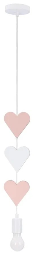 Bielo-ružové detské svietidlo s kovovým tienidlom Hearts - Candellux Lighting