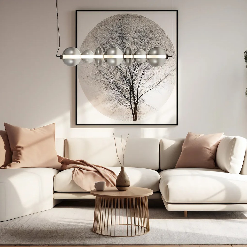 Závesné svietidlo Daphne, 7x grafitové sklenené tienidlo, b